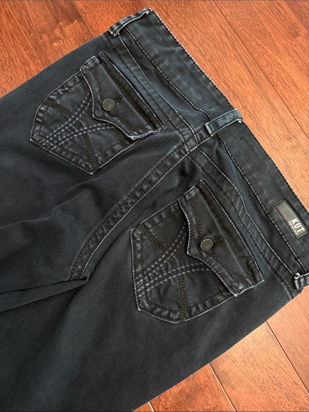 Kut from the Kloth Natalie Black High Rose Bootcut  Stretch Denim Jeans 14 - Picture 5 of 6